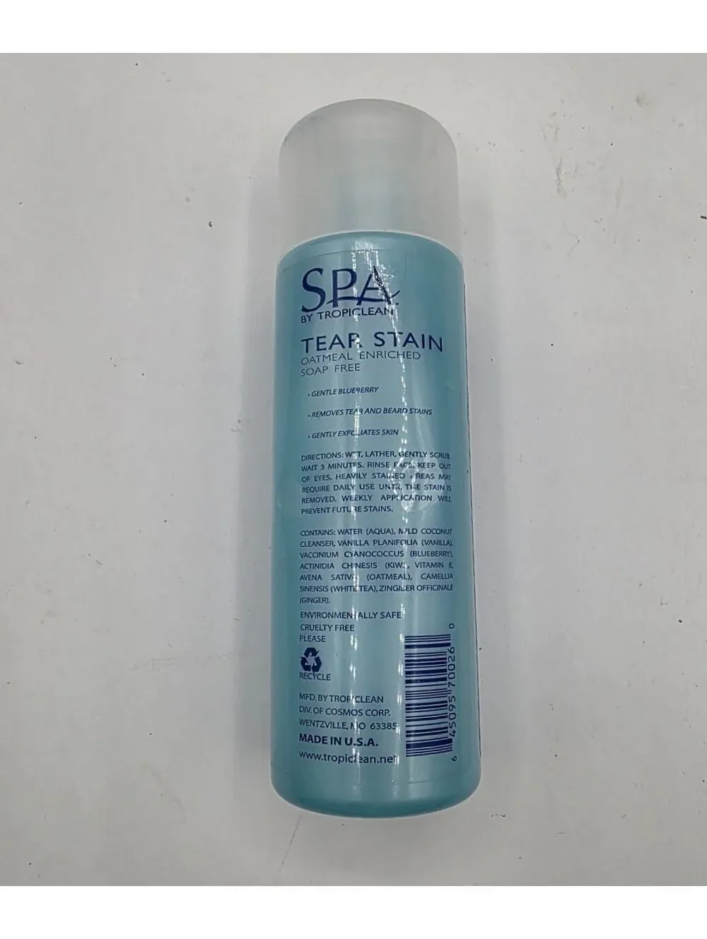 TropiClean SPA Tear Stain Remover for Dogs, Blueberry Facial Shampoo *See Note*
